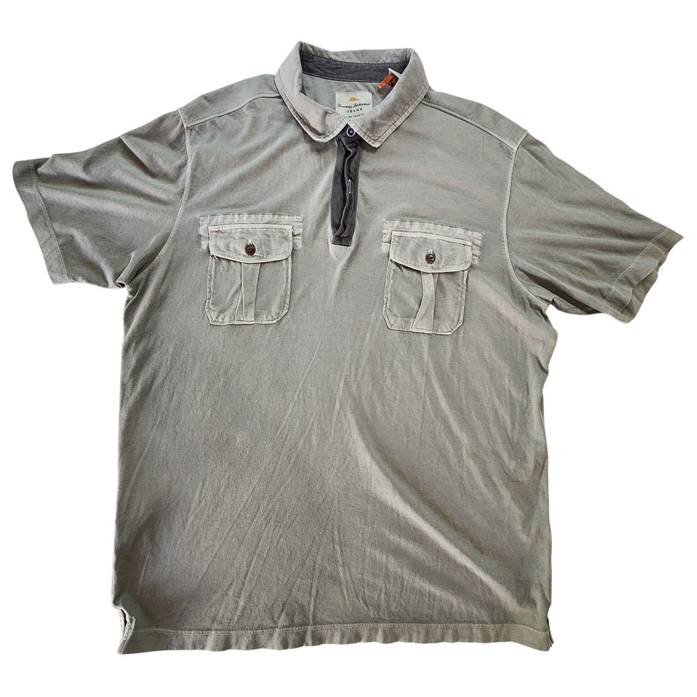 Tommy Bahama Mens L Jeans Polo‎ Shirt Island Crafted Modern Fit Utility Pockets